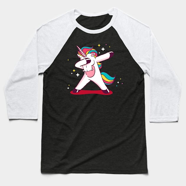 Unicorn Dabbing Baseball T-Shirt by BamBam